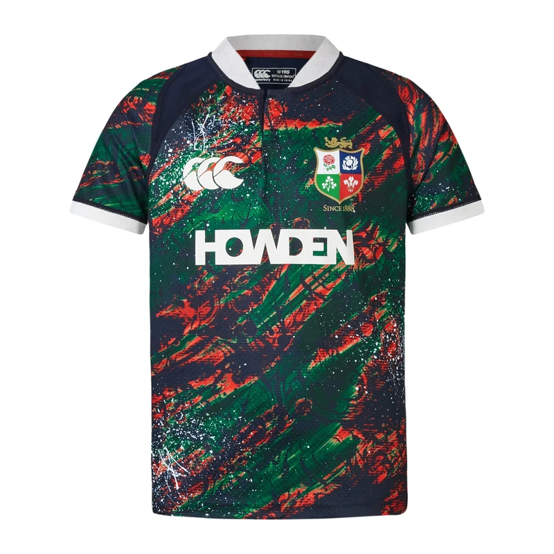 British & Irish Lions Unisex Kids Canterbury 2025 Junior Warm Up Rugby Jersey, Dark Sapphire/Red Dahlia/Egret/Scarab, 10 Years