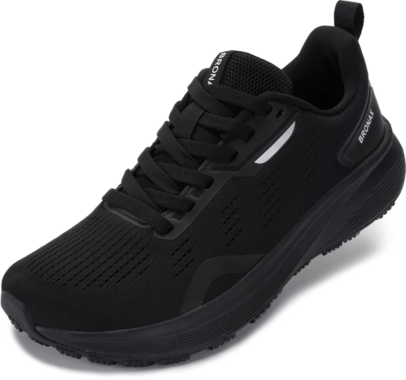 BRONAX Women's Wide Toe Box Road Running Shoes | Wide Athletic Tennis Sneakers with Rubber Outsole, S73 | All Black, 9 Wide