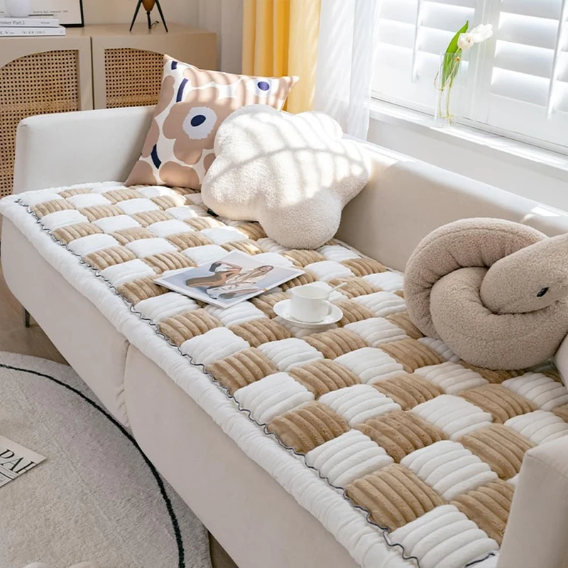 Awjcsv Couch Cover for Dogs Washable, Sofa Cover Protector, Couch Covers for 3 Cushion Couch Sofa Pet Friendly, Soft, Non Slip (27.6 x 82.7 Inch, Light Brown)