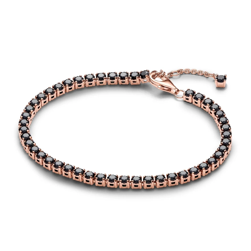 Pandora Timeless 14k Rose gold-plated bracelet with black crystal, 20