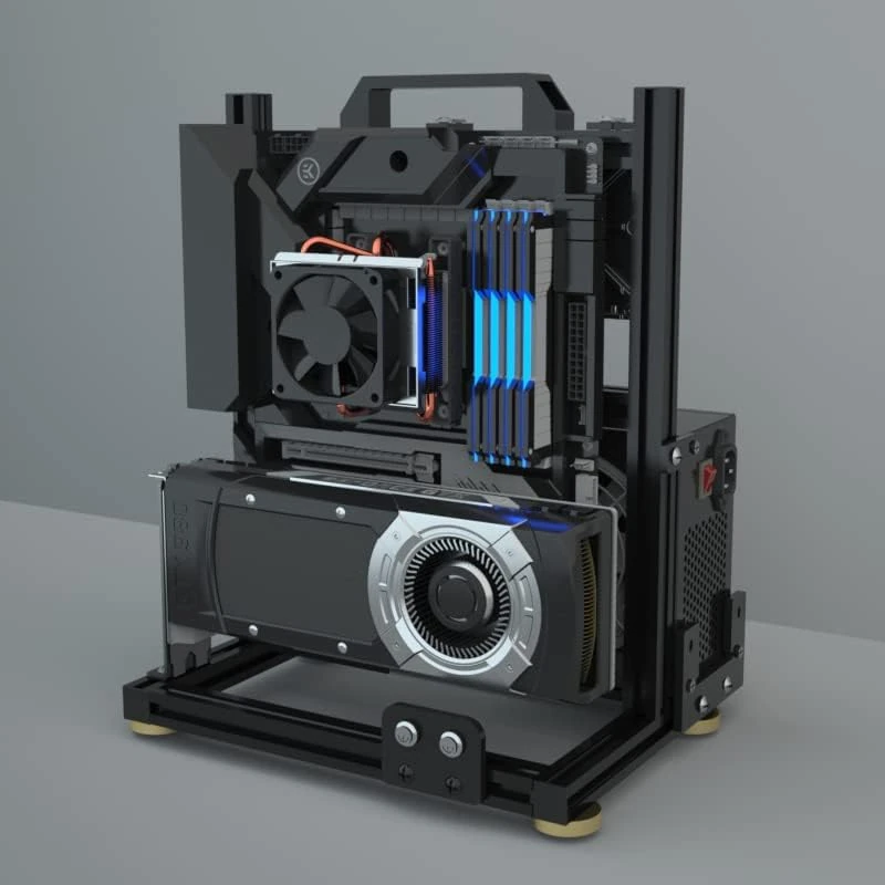 egowz PC Creative Assembly Frame Test Bench，Open Air Frame Case, DIY Computer Motherboard Case Rack, ITX ATX MATX/EATX Open Aluminum Frame Chassis (MATX)