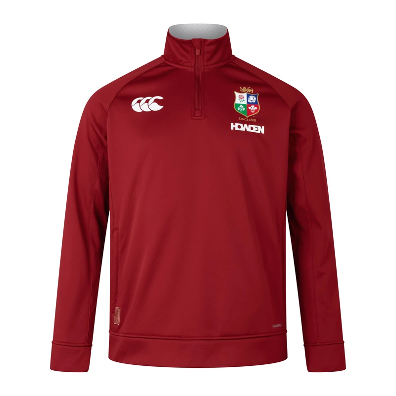 Canterbury Men's British & Irish Lions Quarter-Zip Fleece | Rugby Jacket | Thermal Regulation | Official British & Irish Lions Licensed Product Fleece Half Zip, Red Dahlia, 2XL