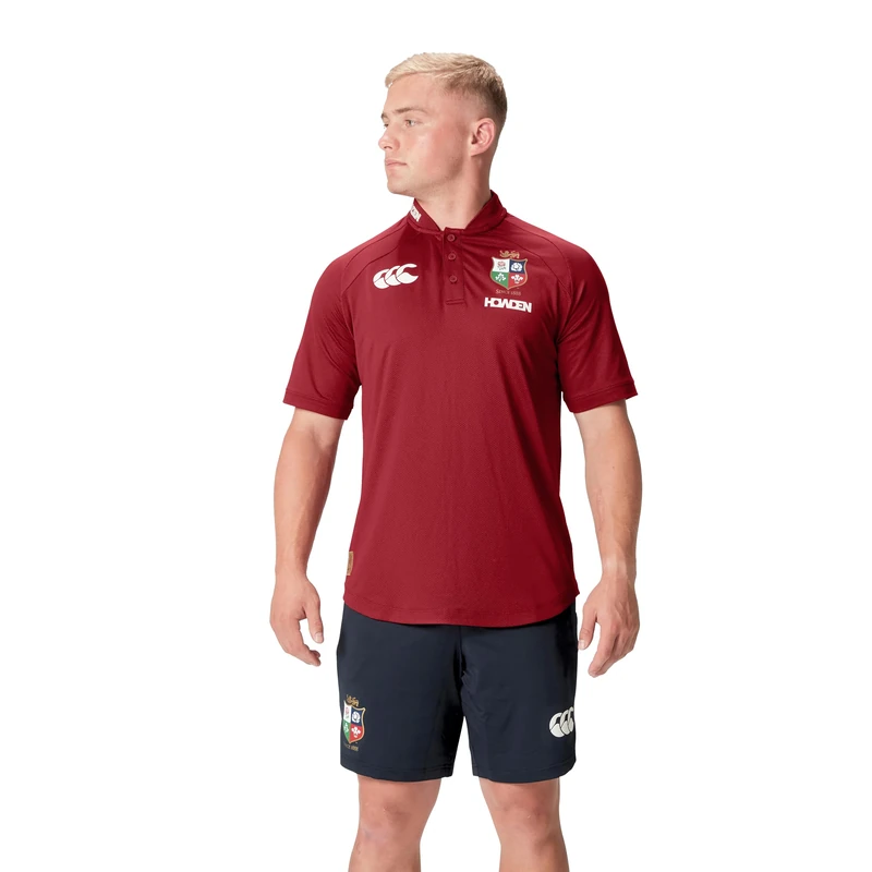 Canterbury Men's British & Irish Lions Polo Shirt | Breathable | Moisture Wicking | Official British & Irish Lions Licensed Product Polo Shirt, Red Dahlia, L