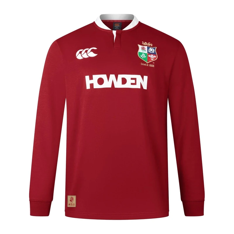 British & Irish Lions Canterbury Adult Unisex Official Canterbury Long Sleeve Classic Rugby Jersey | Relaxed Fit | Soft Feel, Red Dahlia, S
