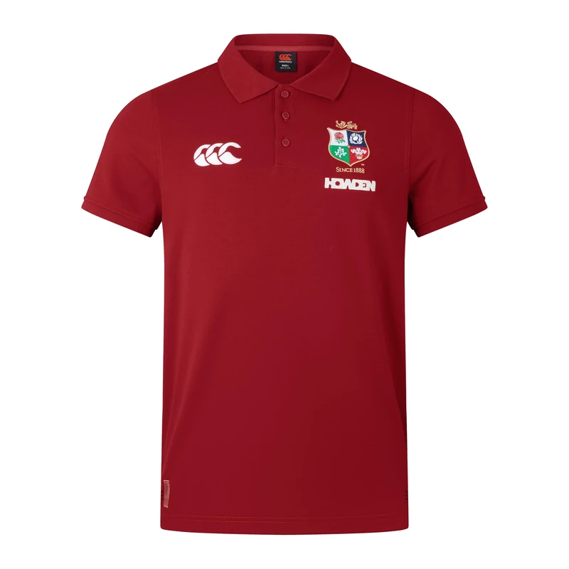 Canterbury Men's British & Irish Lions Canterbury Pique Polo Shirt | Cotton Blend | Official British & Irish Lions Licensed Product Polo Shirt, Red Dahlia, 4XL