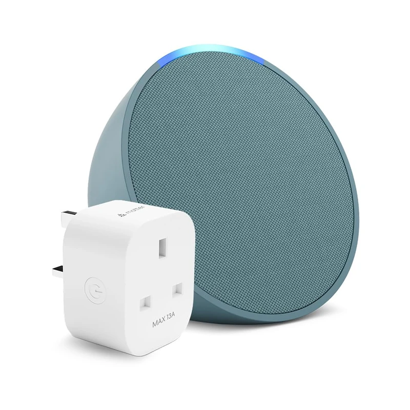 Echo Pop | Midnight Teal + Meross Matter Smart Plug, Works with Alexa - Smart Home Starter Kit