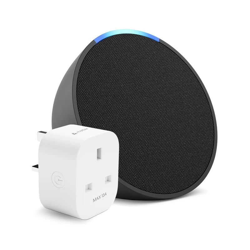Echo Pop | Charcoal + Meross Matter Smart Plug, Works with Alexa - Smart Home Starter Kit
