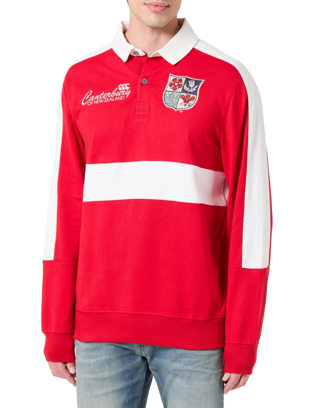 Canterbury Adult Unisex British & Irish Lions Canterbury Heritage Rugby Jersey | Relaxed Fit | Heavyweight Fabric | Official British & Irish Lions Licensed Product Lifestyle Rugby Jersey, Red Haute, M - Image 1