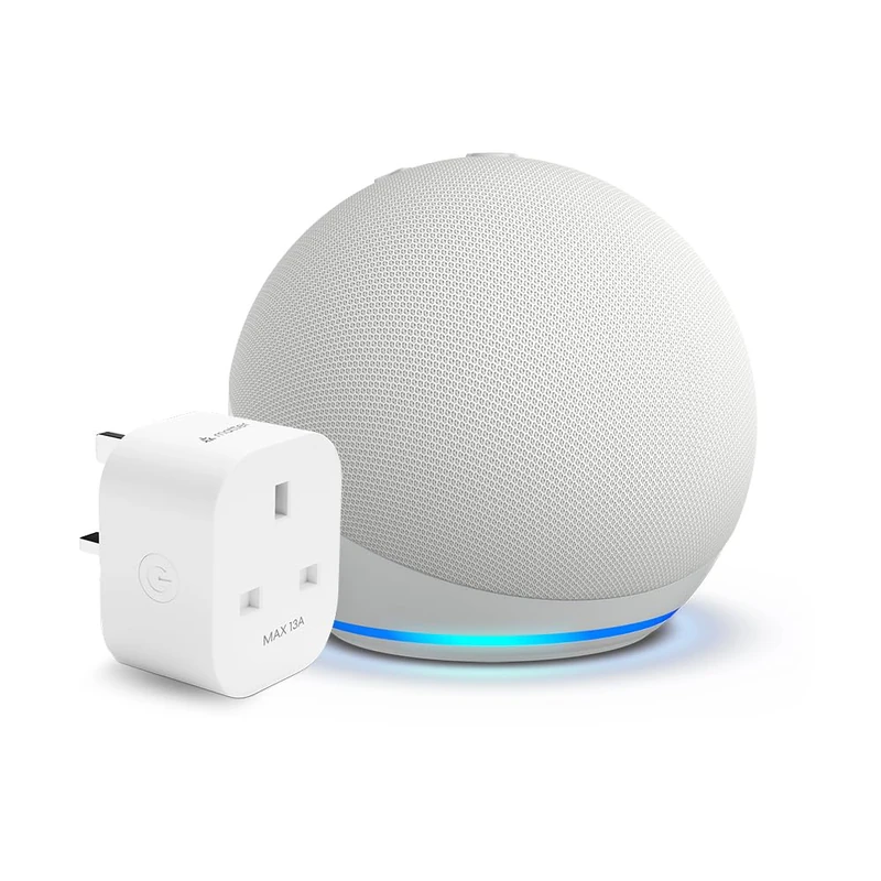 Echo Dot (5th generation, 2022 release) | Glacier White + Meross Matter Smart Plug, Works with Alexa - Smart Home Starter Kit