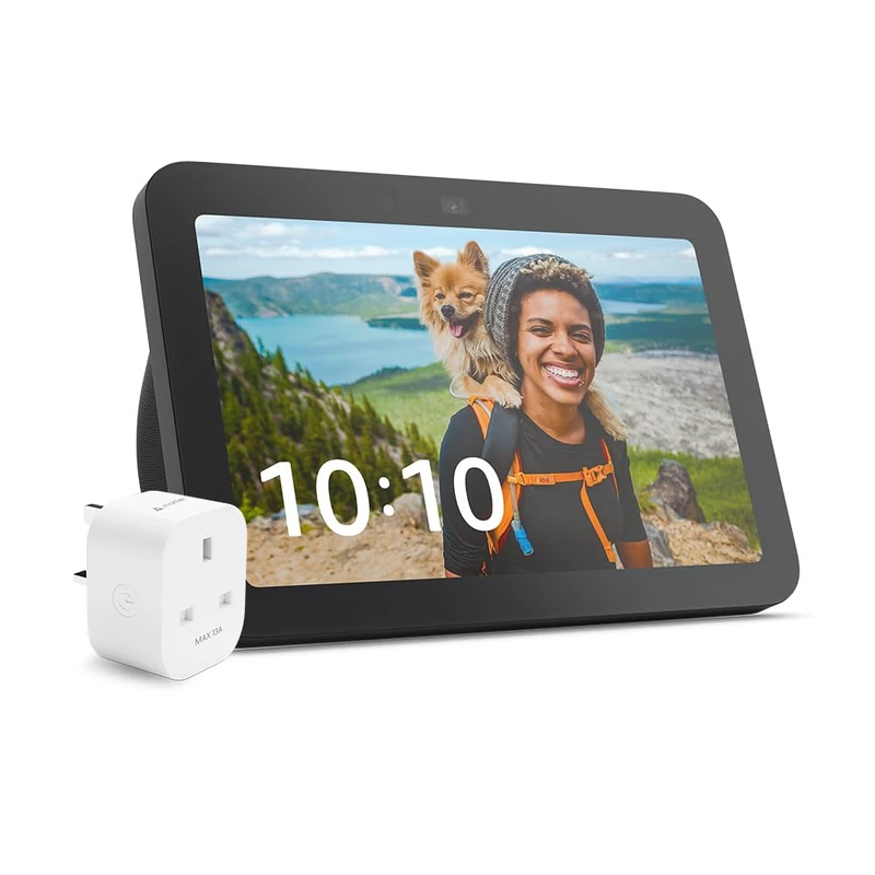 Echo Show 8 (3rd Gen, 2023 release) | Charcoal + Meross Matter Smart Plug, Works with Alexa - Smart Home Starter Kit