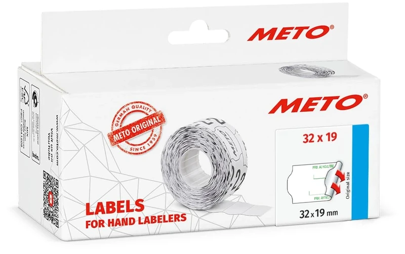 Meto Price Gun Labels Form "Prix au kg/Litre Prix Article" (32 x 19 mm, 2-line, 5,000 Price Labels, White, Permanent