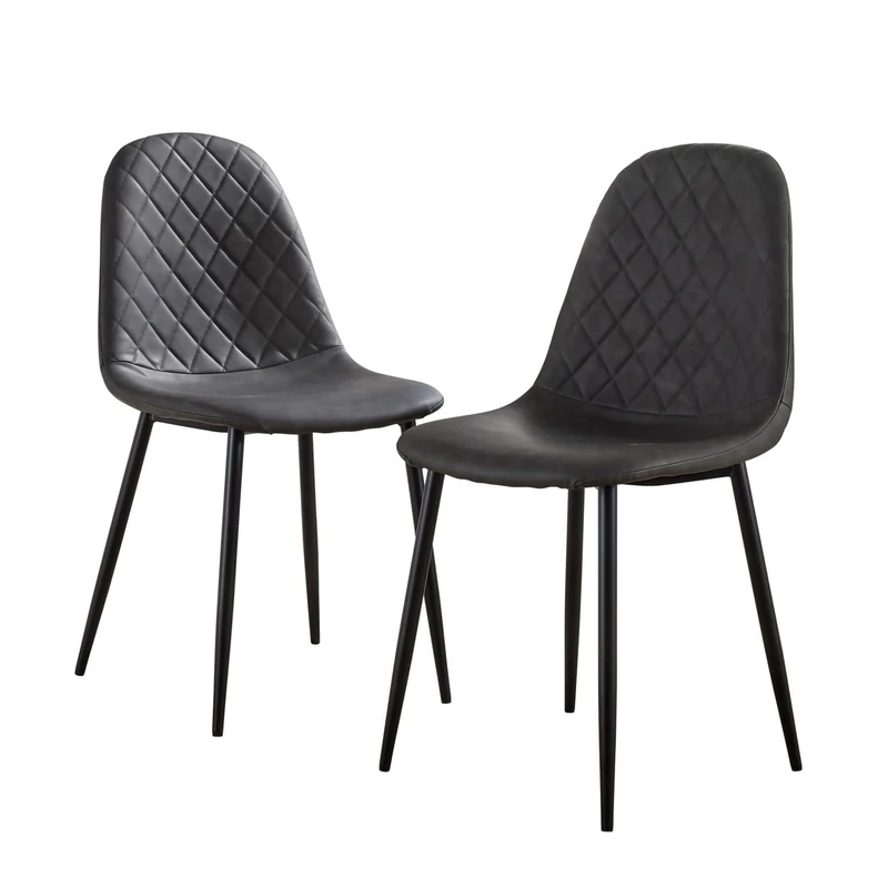 Home Source Diamond Backed Kitchen Dining Chairs, Grey, Set of 2