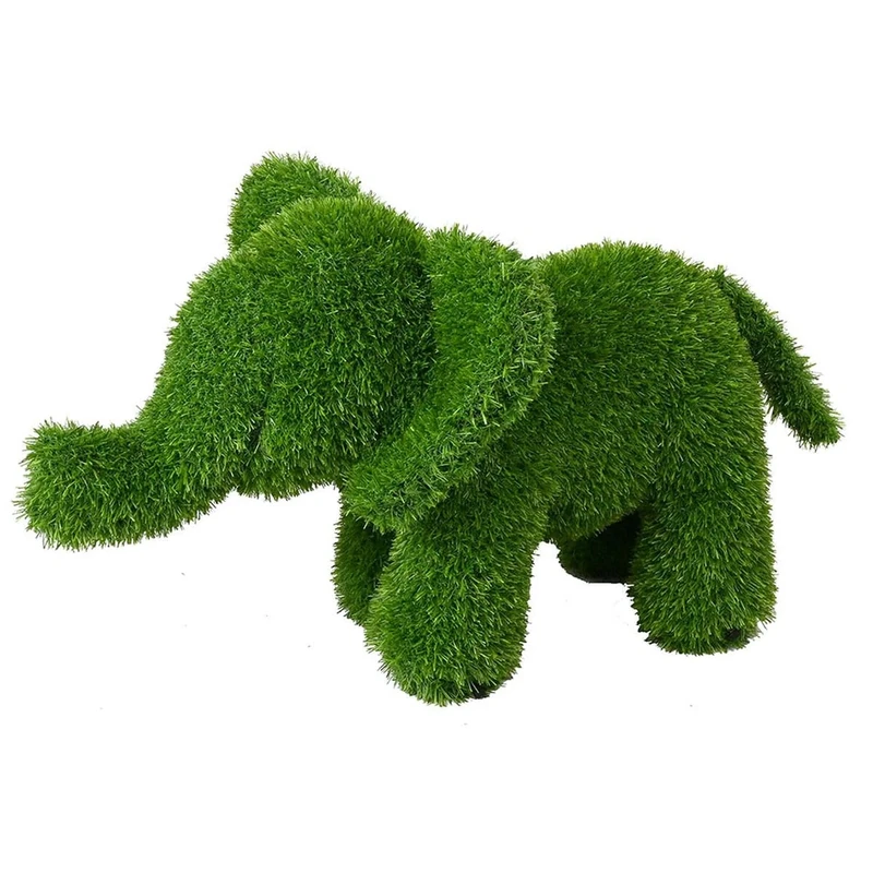 BigBuy Outdoor Decorative Figurine Decorative Figure Polypropylene Artificial Grass Elephant 30 x 60 x 40 cm
