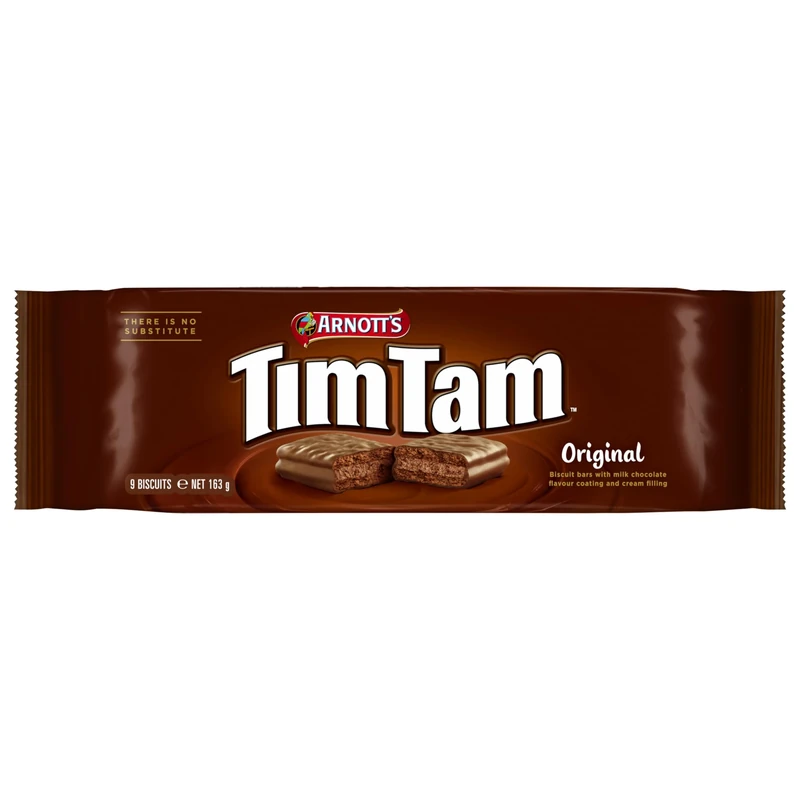 Arnott’s Tim Tam Biscuits Bars with Milk Chocolate Flavour Coating, Original 163g