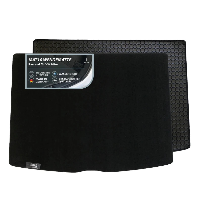 MAT10 Dual Function - Reversible Boot Mat | Suitable for VW T-ROC (VW276, Type A1) from Year of Manufacture 11/2017 | Easy Care & Waterproof Boot Protection Mat for the Car | Made in Germany