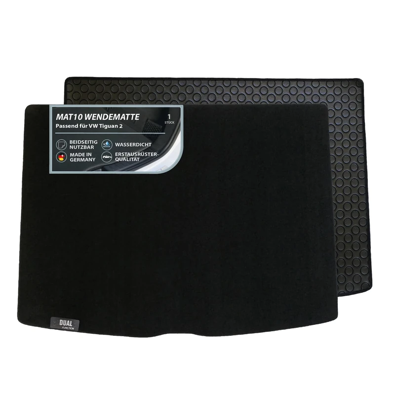 MAT10 Dual Function – Reversible Boot Mat | Suitable for VW Tiguan 2 from 04/2016 | Easy Care & Waterproof Boot Protection Mat for the Car | Made in Germany