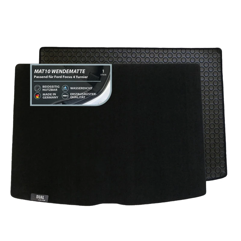 MAT10 Dual Function - Reversible Boot Mat | Suitable for Ford Focus 4 Tournament from 09/2018 (5-Door) | Easy-Care & Waterproof Boot Protection Mat for the Car | Made in Germany - Image 1