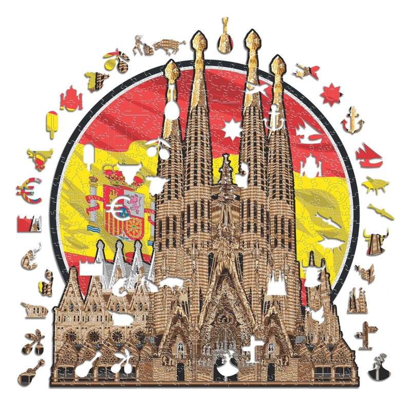 Iconic Puzzles, Sagrada Família, 100% eco-sustainable wooden puzzle, size L, 500 pieces