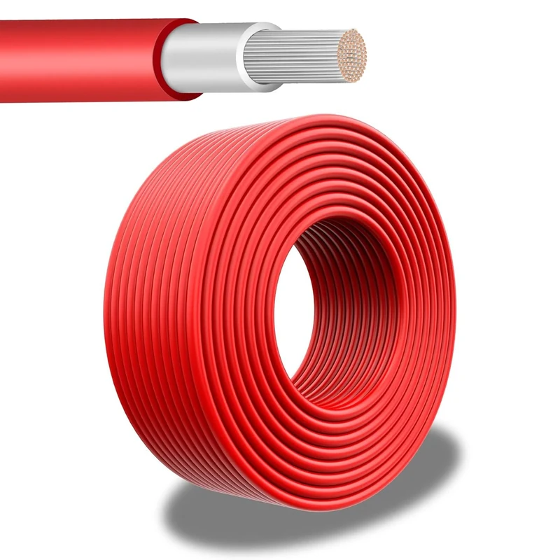 PowerWerk - Solar Cable 6 mm² Black - 100 m - TÜV Certified - UV-Resistant, Flexible, Photovoltaic, PV Cable, Solar Connection Cable for Solar Panel, Inverter & Charge Controller (Red, 100 m)