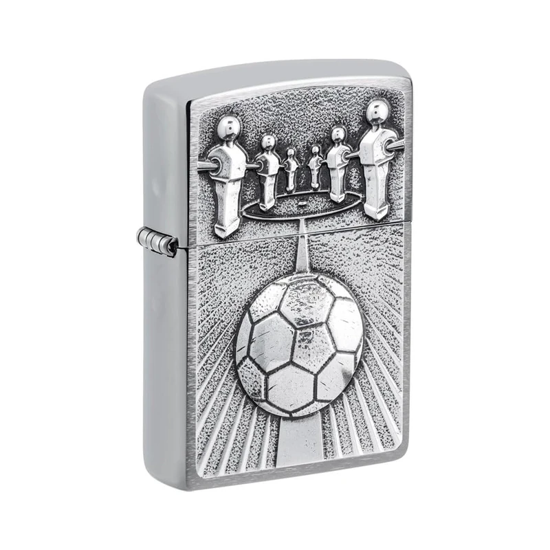 Zippo Windproof Lighter - Kicker, Brushed Chrome, Emblem - Refillable - Reusable - Windproof Design - Gift Box - Made in USA