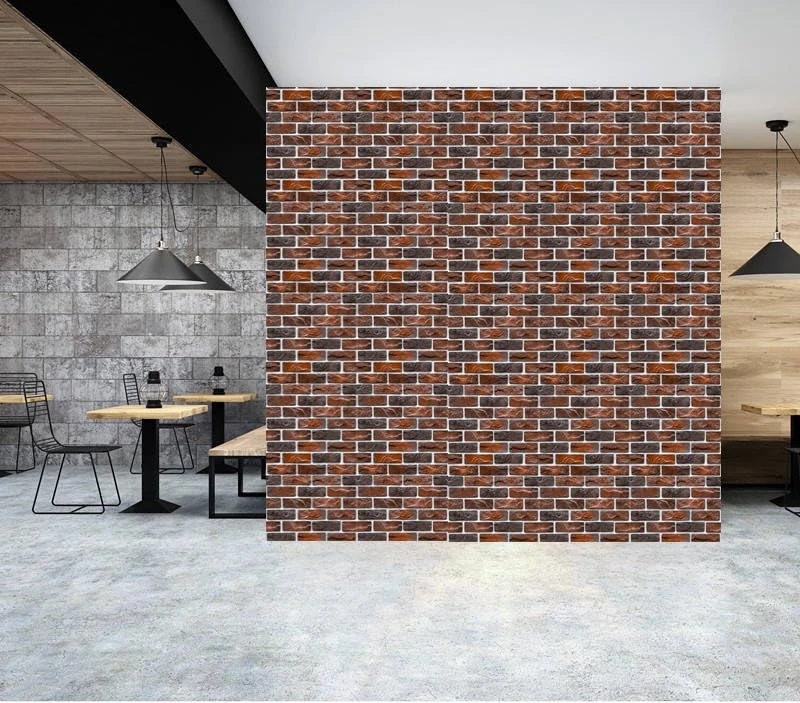 BUVU Vinyl Wallpaper 0.53 x 10 m Washable Wallpaper Red Brick Wall Motif - Image 1