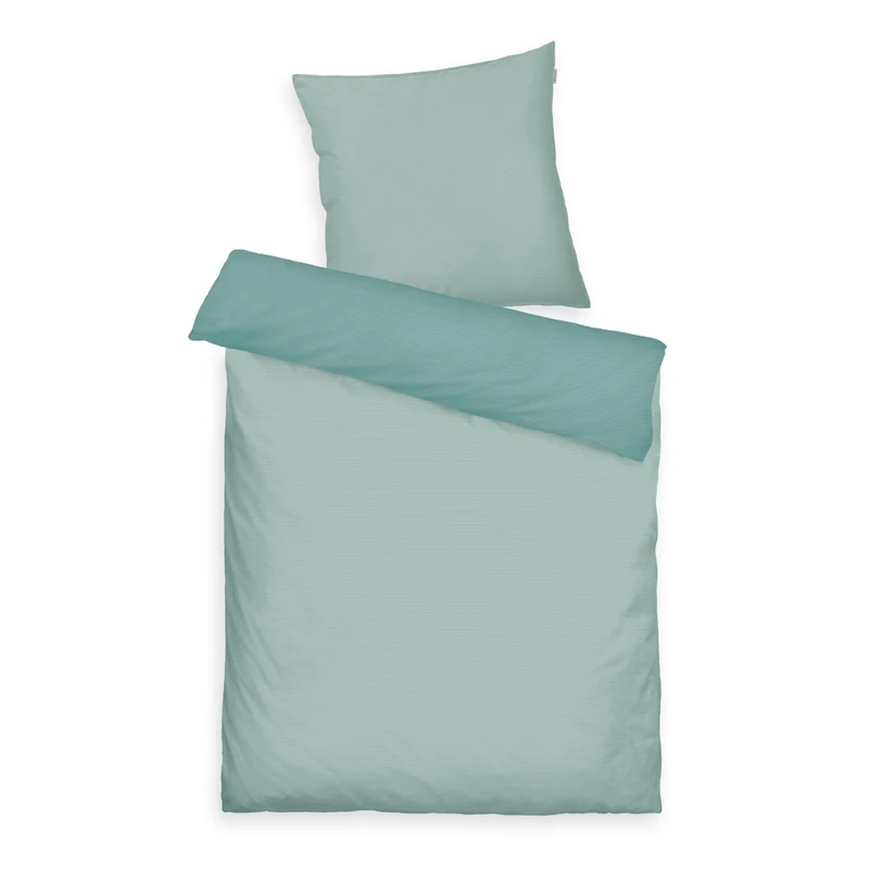 TOM TAILOR TWO -TONE SOLID COLORS Satin Bed Linen 80 x 80 cm + 155 x 220 cm, 100% Cotton/Satin, with Double Stitching on Pillow, Reversible Motif and Coloured Branded Zip, TWO Tone Solid Colours