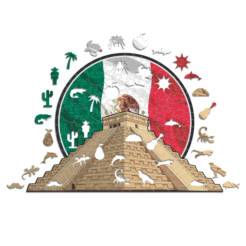 Iconic Puzzles, Chichén Itzá, 100% eco-sustainable wooden puzzle, size L, 500 pieces - Image 1