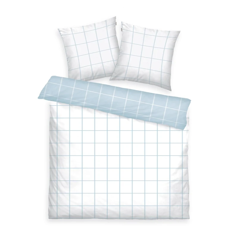 Klaus Herding GmbH Bedding, Crisp White & Sky Blue, Full