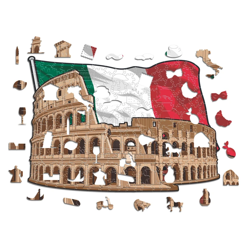 Iconic Puzzles, Colosseum, 100% eco-sustainable wooden puzzle, size L, 500 pieces