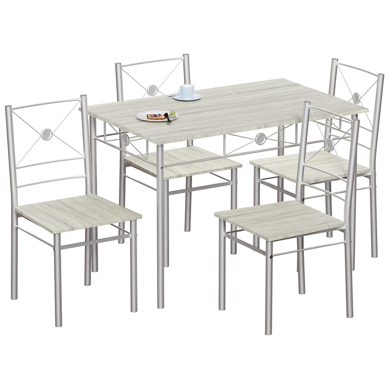 Vida Designs Roslyn Dining Table and Chair Set, Kitchen Breakfast Modern Contemporary Furniture Set (Oak, 4 Seater)