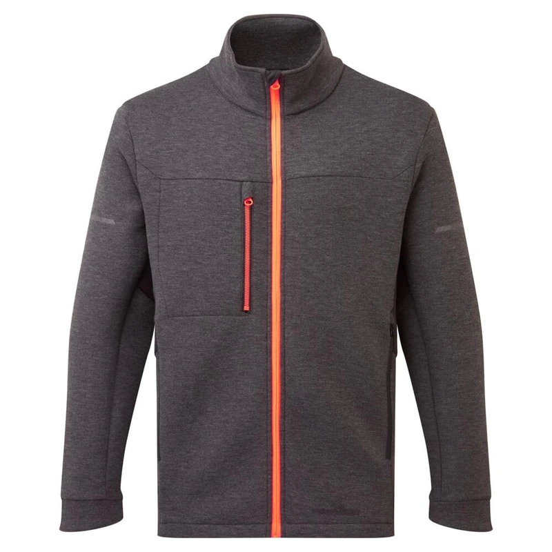 Portwest EV473 Men's Full Zip Technical Fleece Jacket - Lightweight Breathable Reflective Workwear Jacket Metal Grey, Small