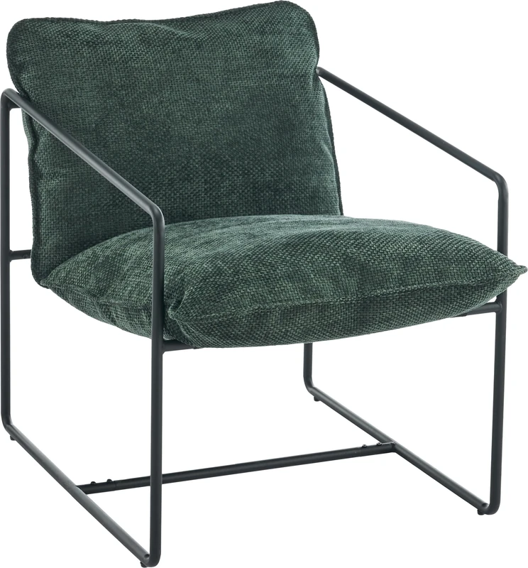 Seconique Tivoli Occasional Chair in Black Metal/Green Fabric