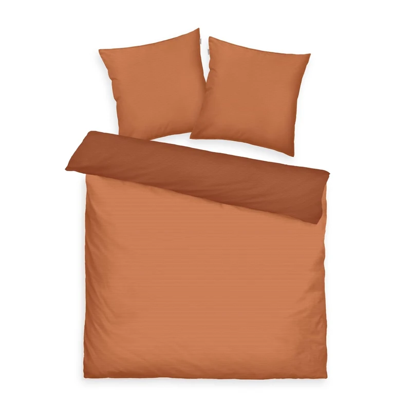 TOM TAILOR TWO -TONE SOLID COLORS Satin Bed Linen 2 x 80 x 80 cm + 200 x 220 cm, 100% Cotton/Satin, with Double Stitching on Pillow, Reversible Motif and Coloured Branded Zip, TWO Tone Solid Colours