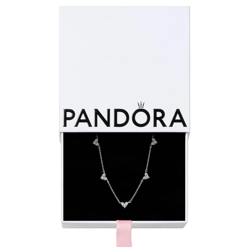 Pandora Timeless Hearts sterling silver collier with clear cubic zirconia