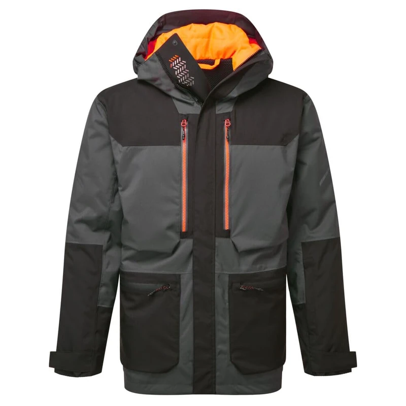 Portwest EV461 Men's Waterproof Winter Parka - Insulated Breathable Reflective Workwear Rain Jacket with Hood and Taped Seams Metal Grey, Large