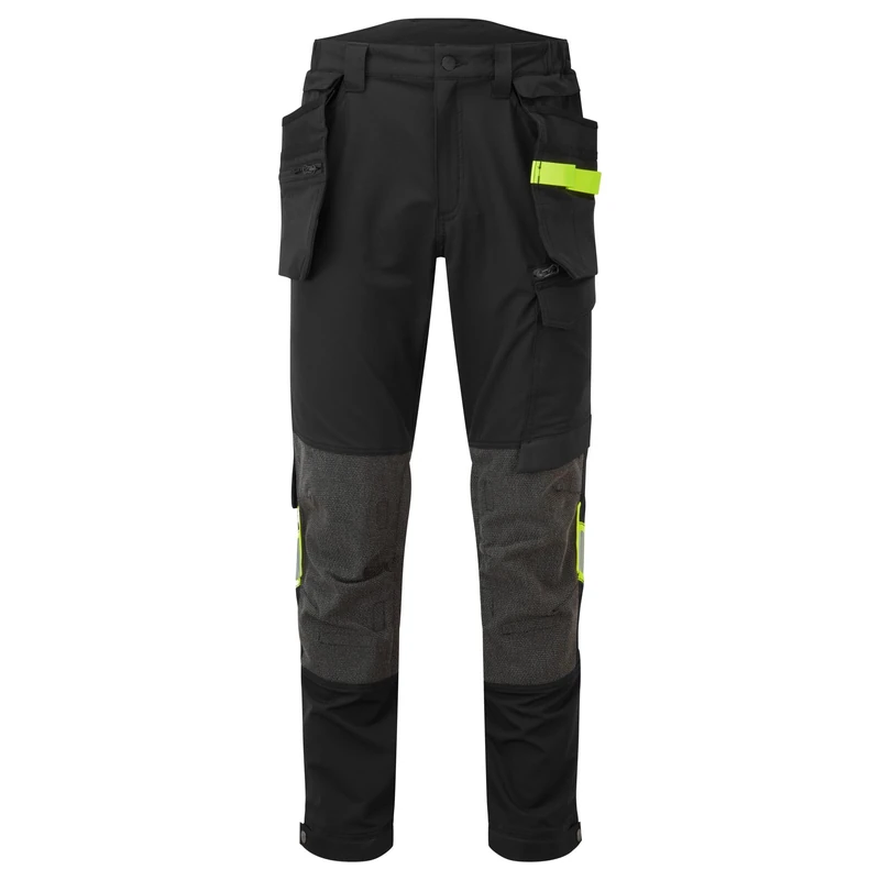 Portwest EV440 EV4 Stretch Work Trousers with Detachable Holster Pockets - Breathable Workwear, Black, 28