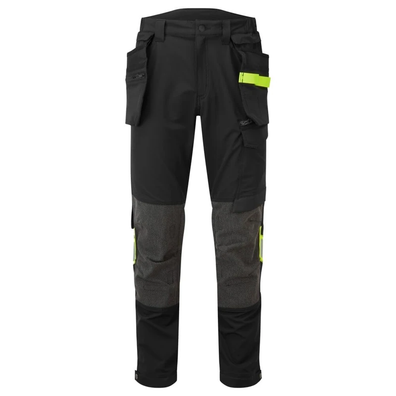 Portwest EV440 EV4 Stretch Work Trousers with Detachable Holster Pockets - Breathable Workwear, Black Tall, 36