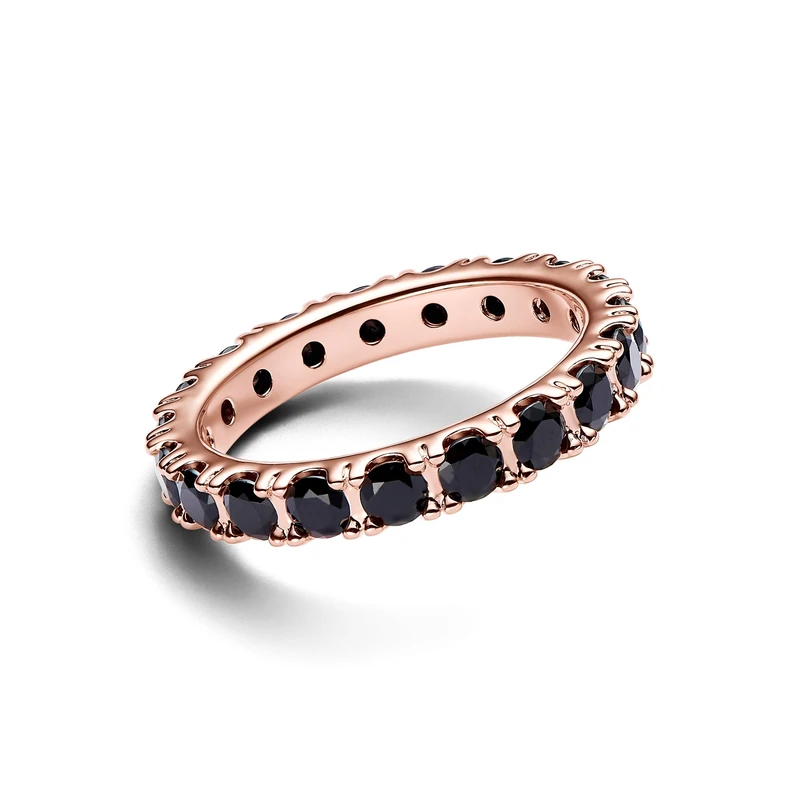 Pandora Timeless 14k Rose gold-plated ring with black cystal, 54