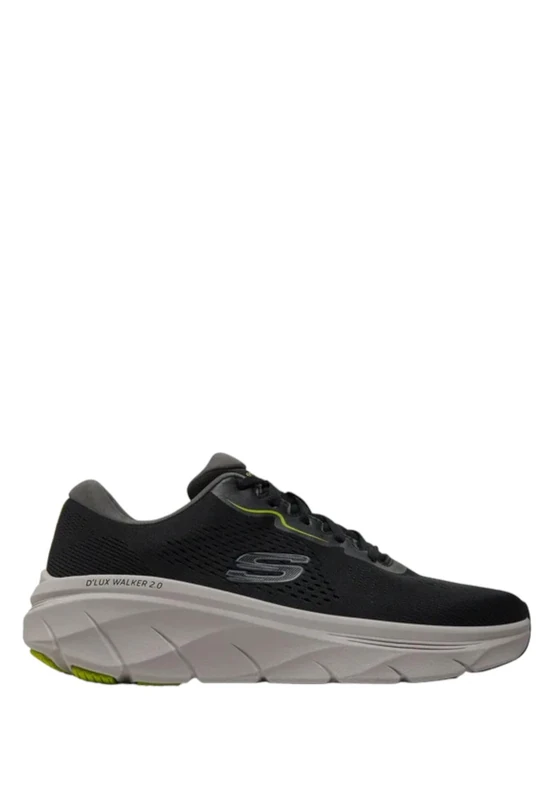 Skechers Men's D'Lux Walker 2.0 Swave Sneaker, Black Engineered Mesh/Synthetic/Lime Trim, 7 UK