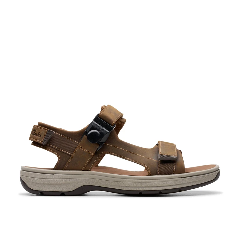 Clarks Men's Saltway Trail Sandal, Light Tan Lea, 41.5 EU