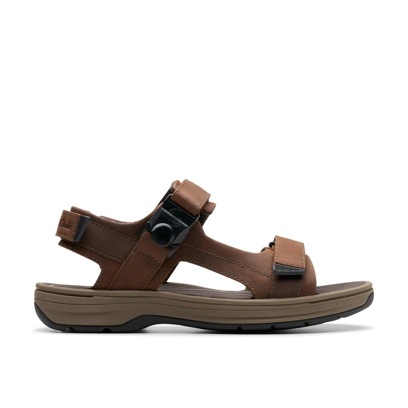Clarks Men's Saltway Trail Sandal, Dark Brown Lea, 44 EU