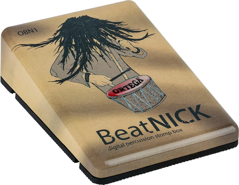 Ortega Guitars Digital Stomp Box – Effect Pedal for Guitarists, Singers, Songwriters – Digital Percussion Samples – Metal, Brown (BEATNICK)