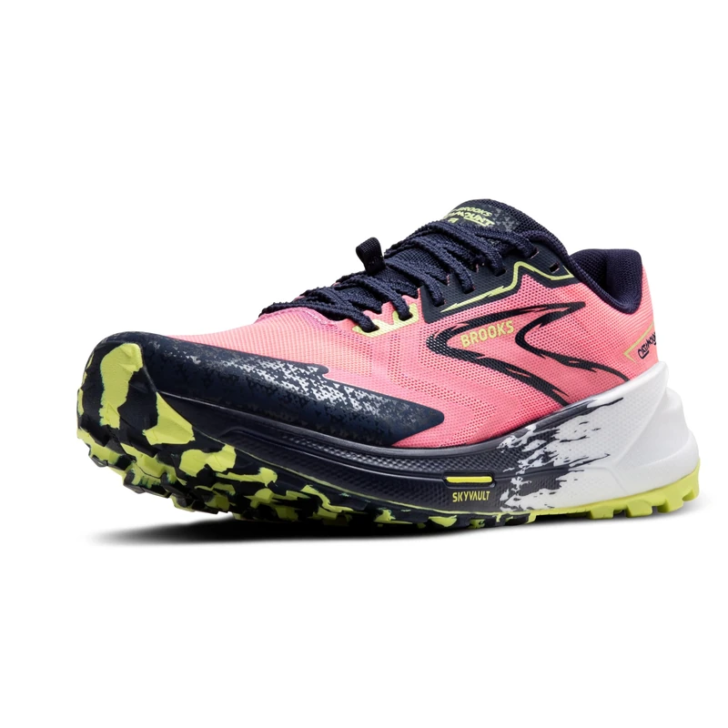 BROOKS Women's Catamount 3 Sneaker, Pink/Peacoat/Sunny Lime, 7.5 UK - Image 1
