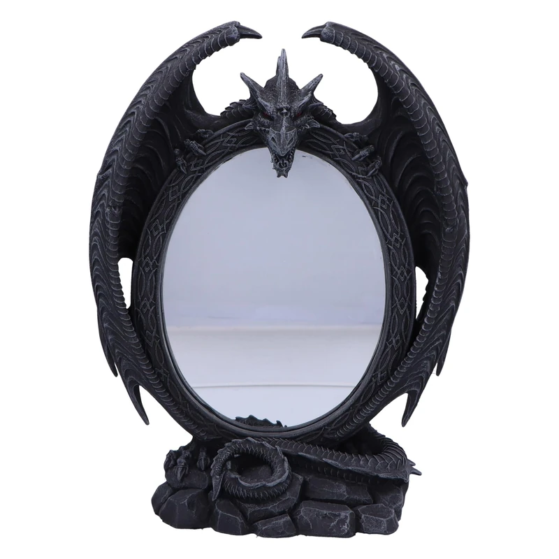 Nemesis Now Scaled Reflection 29cm, Resin, Black, Dragon Tabletop Mirror, Gothic Fantasy Home Décor, Cast in the Finest Resin, Expertly Hand-Painted