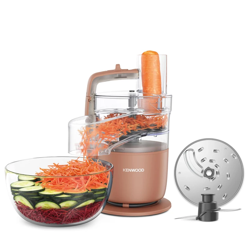 Kenwood MultiPro Go FDP22.130RD, Kitchen Robot, Chops, Slices, Grates, Purees, and Kneads, 360° Express Serve, 1.3L Bowl, Kneading Blades, 4mm Disc, 650W, Clay Red