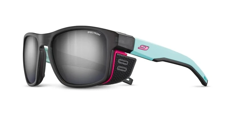 Julbo Sunglasses, SHIELD M, Unisex Adult, Black/Light Blue/Pink, Cat. 4