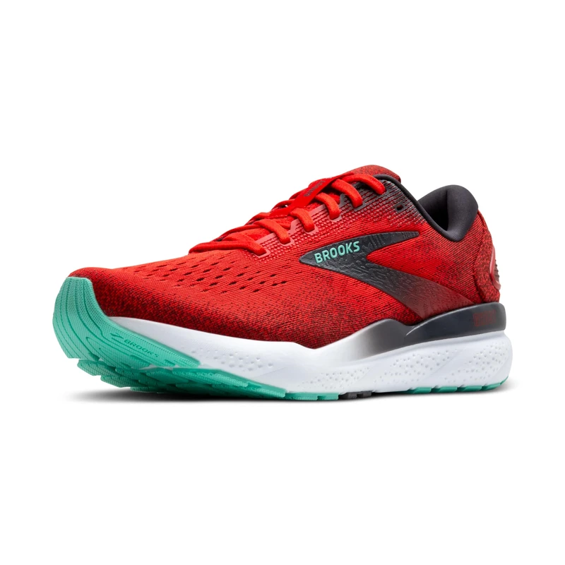 BROOKS Mens Ghost 16 Sneaker, Fiery Red Ebony Cockatoo, 7.5 UK
