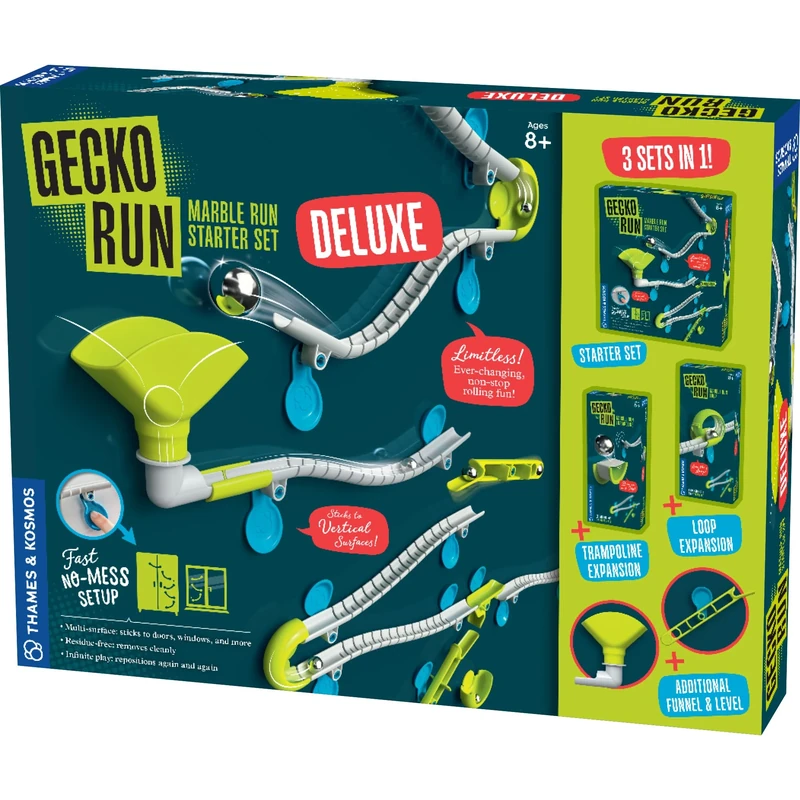 Thames & Kosmos Gecko Run Marble Run Deluxe Kit | Toy Model Kit for Creative Marble Runs | STEM Toy for Problem-Solving Skills | Requires Starter Set | Age 8+, White