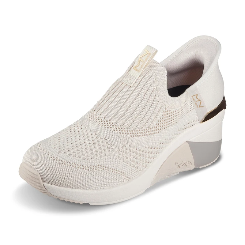 Skechers Women's A Wedge CRECENT Trainers, Taupe Knit, 7 UK