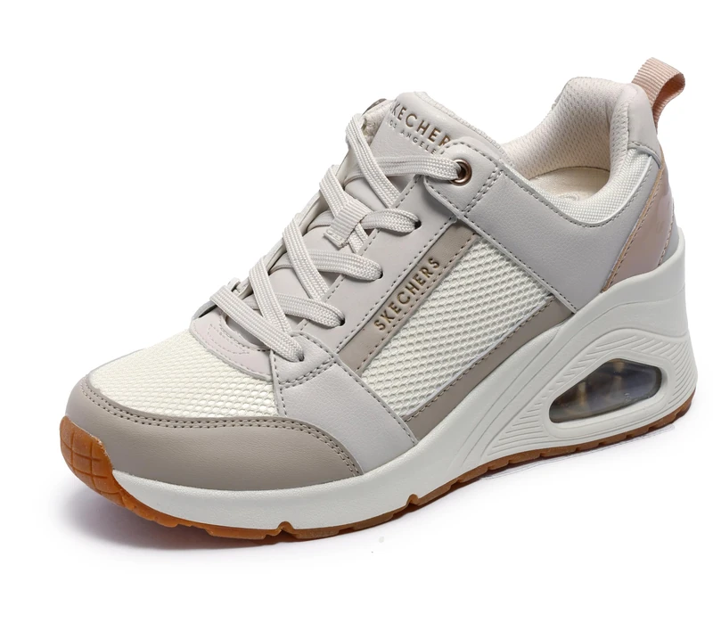 Skechers Women's Uno Wedge-Everything Nice Sneaker, Off-White, 8